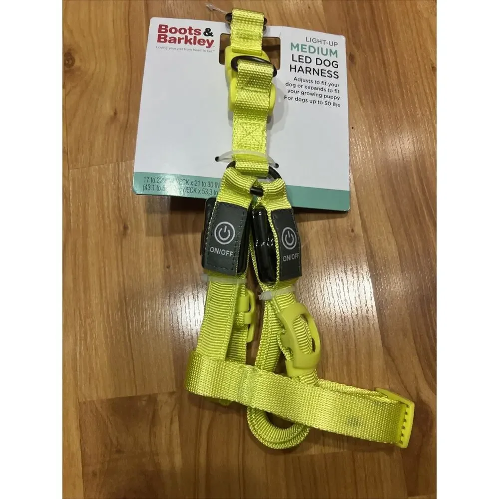 Boots & Barkley LED Rechargeable Dog Harness - Vibrant Green Medium